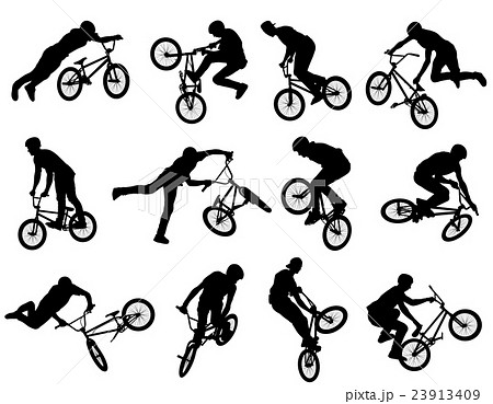 Bmx Cyclist Silhouettesのイラスト素材