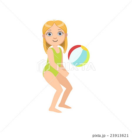 Girl Playing Beach Voleyball 23913621