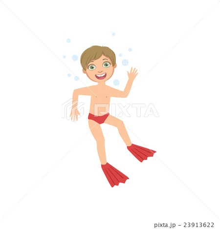 Boy Wearing Fins In Water 23913622