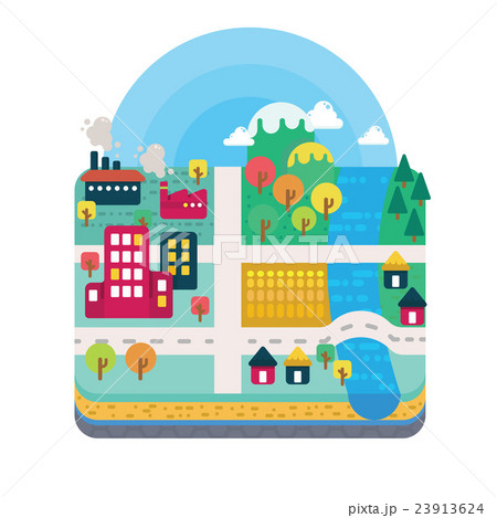 City and Nature Landscape Layer Flat Style 23913624