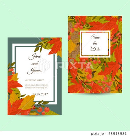 Design layout invitation of autumn leaves 23913981