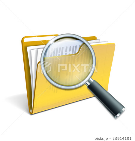 Magnifying glass over the yellow folder 23914101