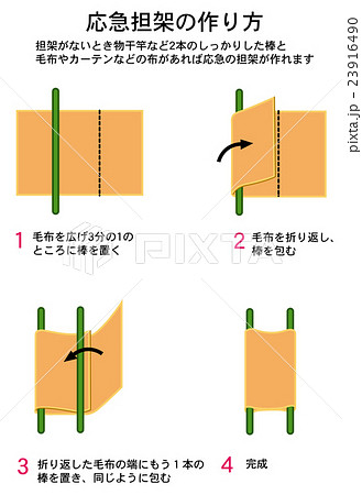 地震 応急担架の作り方のイラスト素材