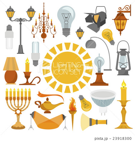 Lighting elements icon set Lighting elements icon set 23918300