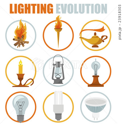 Lighting elements icon set. Evolution of light 23918303
