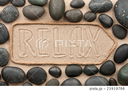 Pointer made of rope with an inscription relax 23919766