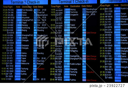 departures board with flights at the airport 23922727