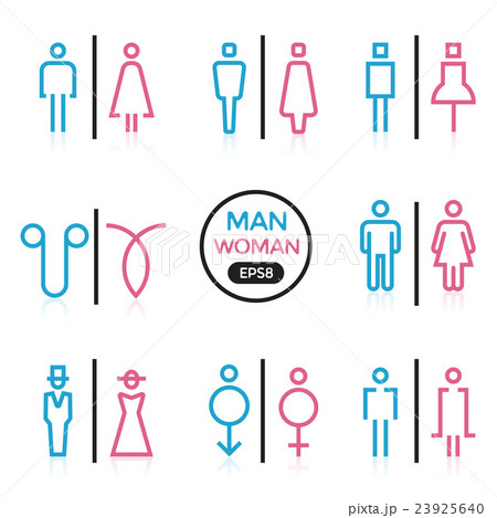 Man and Woman color sign outline stroke vector 23925640