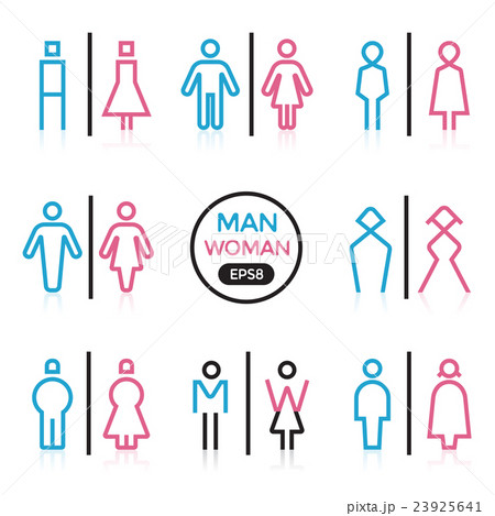 Man and Woman color sign outline stroke vector Man and Woman color sign outline stroke vector 23925641