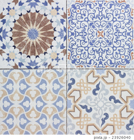Beautiful ceramic tiles patterns in the park Beautiful ceramic tiles patterns in the park 23926040