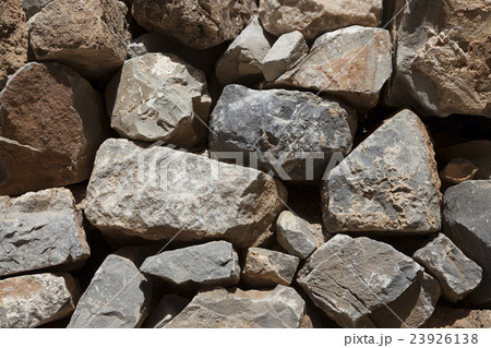 Wall from large stone textured basalt. 23926138