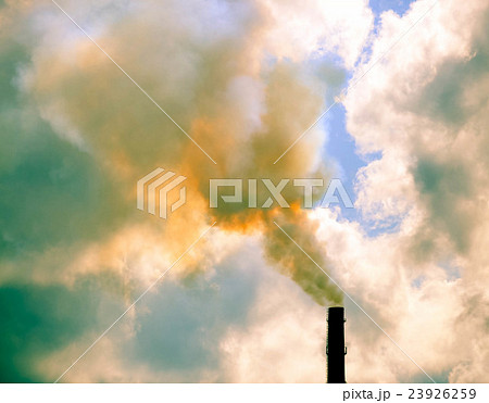 pipe with thick smoke and the sky, clouds 23926259