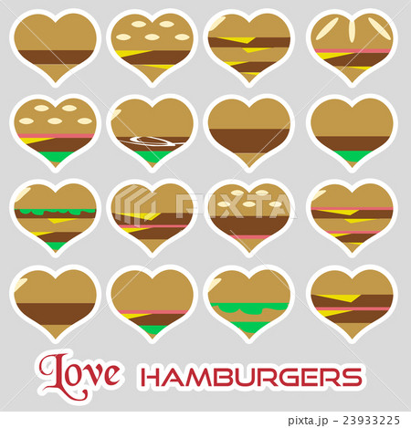 colorful hearts hamburgers styles simple stickers 23933225