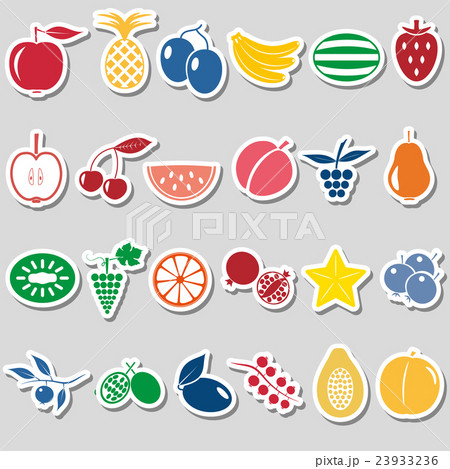 fruit theme color simple stickers icons set eps10 23933236