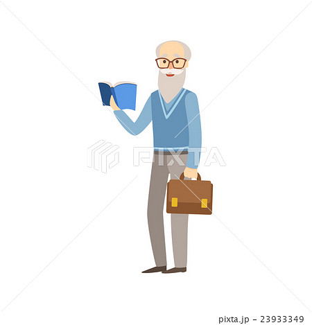 Old Professor With Book And Suitcase 23933349