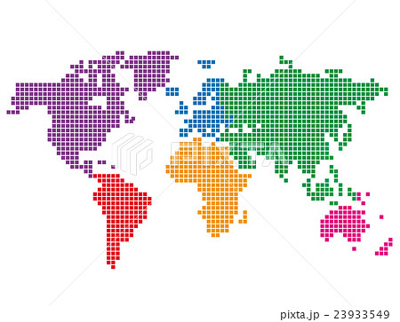 世界地図 ドット四角のイラスト素材