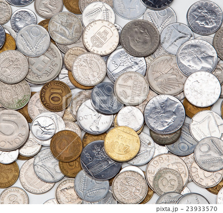 Background of vintage European coins. 23933570