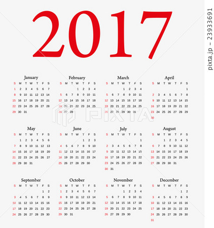 Calendar 17 Week Starts From Sunday のイラスト素材 Calendar 17 Week Starts From Sunday のイラスト素材