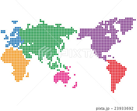 世界地図 色分け四角のイラスト素材