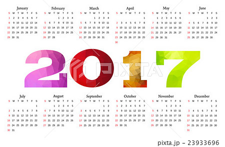 Calendar 2017. Week starts from Sunday. 23933696