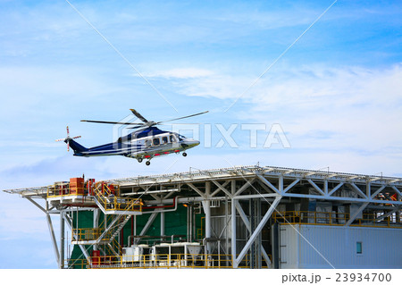 helicopter parking landing on offshore platform, helicopter parking landing on offshore platform, 23934700