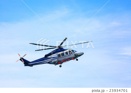 helicopter parking landing on offshore platform 23934701