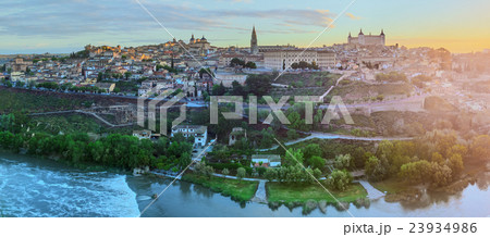 Toledo cityscape and Tagus River from hill, Spain Toledo cityscape and Tagus River from hill, Spain 23934986
