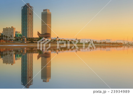 Barceloneta Beach in Barcelona at sunrise 23934989