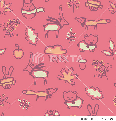 Seamless pattern with doodle autumn illustrations 23937139