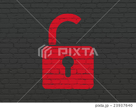 Data concept: Opened Padlock on wall background 23937640