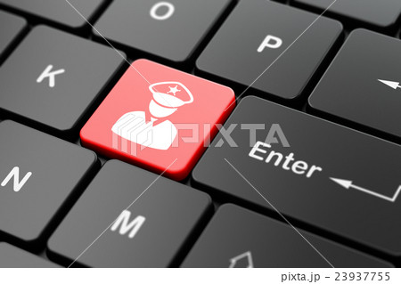 Protection concept: Police on computer keyboard Protection concept: Police on computer keyboard 23937755