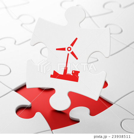 Industry concept: Windmill on puzzle background Industry concept: Windmill on puzzle background 23938511