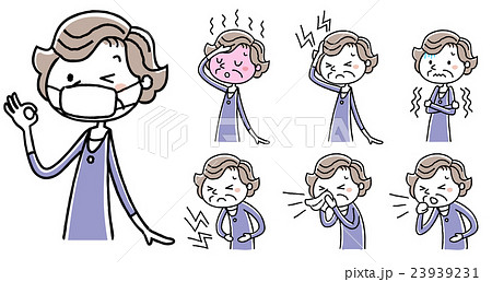 シニア女性：体調不良、セット 23939231