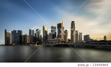 Central Business District at sunset in Singapore Central Business District at sunset in Singapore 23940969