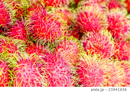 Plenty of rambutan at the market for sell 23941836