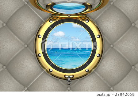 View through the porthole of yacht 3D illustration 23942059