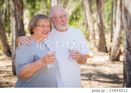 Happy Healthy Senior Couple with Water Bottles Happy Healthy Senior Couple with Water Bottles 23943012