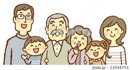 ３世代家族 笑顔 集合のイラスト素材