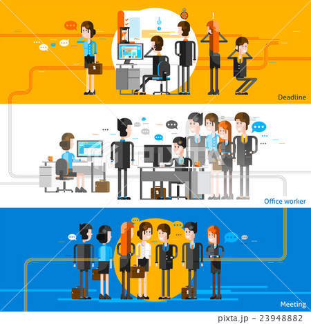 Office People Flat Horizontal Banners Office People Flat Horizontal Banners 23948882