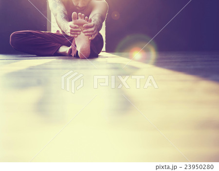 Man Yoga Practice Pose Training Concept Man Yoga Practice Pose Training Concept 23950280