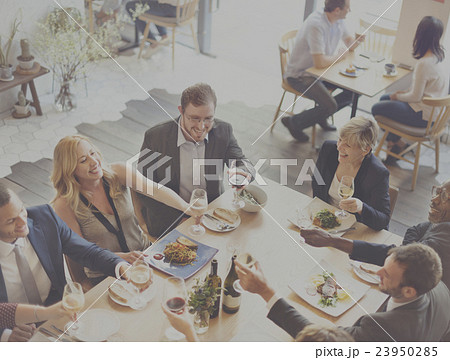 Business People Party Cheers Enjoying Food Concept Business People Party Cheers Enjoying Food Concept 23950285