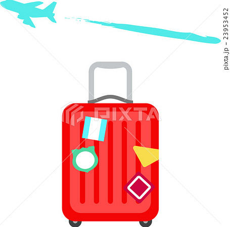 海外旅行 スーツケースと飛行機のイラスト素材
