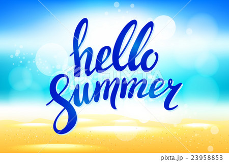Hello Summer lettering vector. abstract background Hello Summer lettering vector. abstract background 23958853