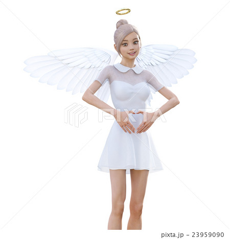 ポーズする可愛い天使　perming3DCGイラスト素材 23959090
