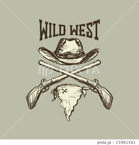 Cowboy hat and scarf,gun, Cowboy hat and scarf,gun, 23961581