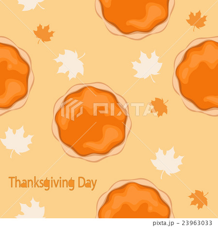 Pumpkin pie with leaves seamless pattern 23963033
