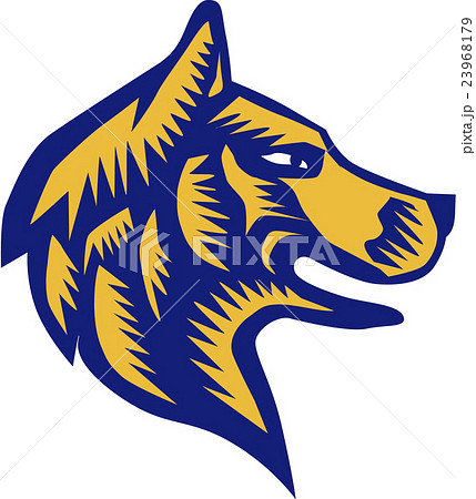 Husky Dog Head Woodcut 23968179