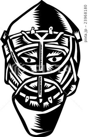 Ice Hockey Goalie Helmet Woodcut Ice Hockey Goalie Helmet Woodcut 23968180