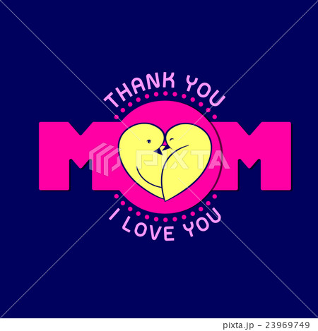 Mom text with birds, logo design. Mom text with birds, logo design. 23969749