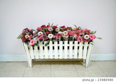 flower in wood box 23980480